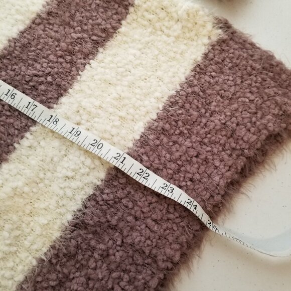 She + Sky M/L Popcorn knit Sweater Mauve Cream Striped Soft Cozy Boho - Picture 6 of 10